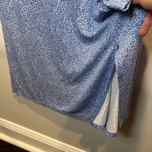 NWT LOFT Women Blue White Geo Floral Cap Sleeve Rayon Stretch Midi Dress Size 6 - Picture 7 of 8